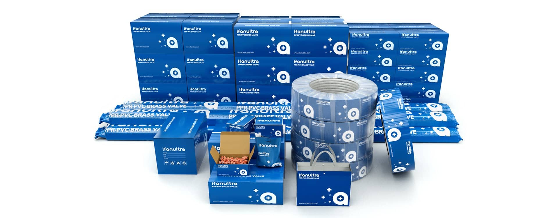 Bundled and bagged PPR pipe packaged for a mixed wholesale container order