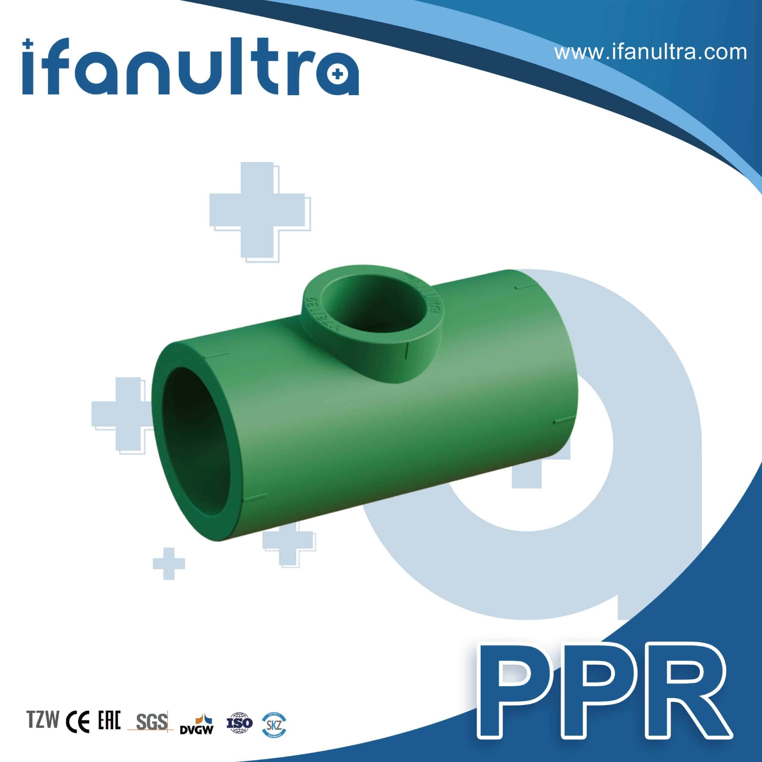 A Te reductora PPR verde (moldeada, con enchufe) (entrada, salida, derivación)