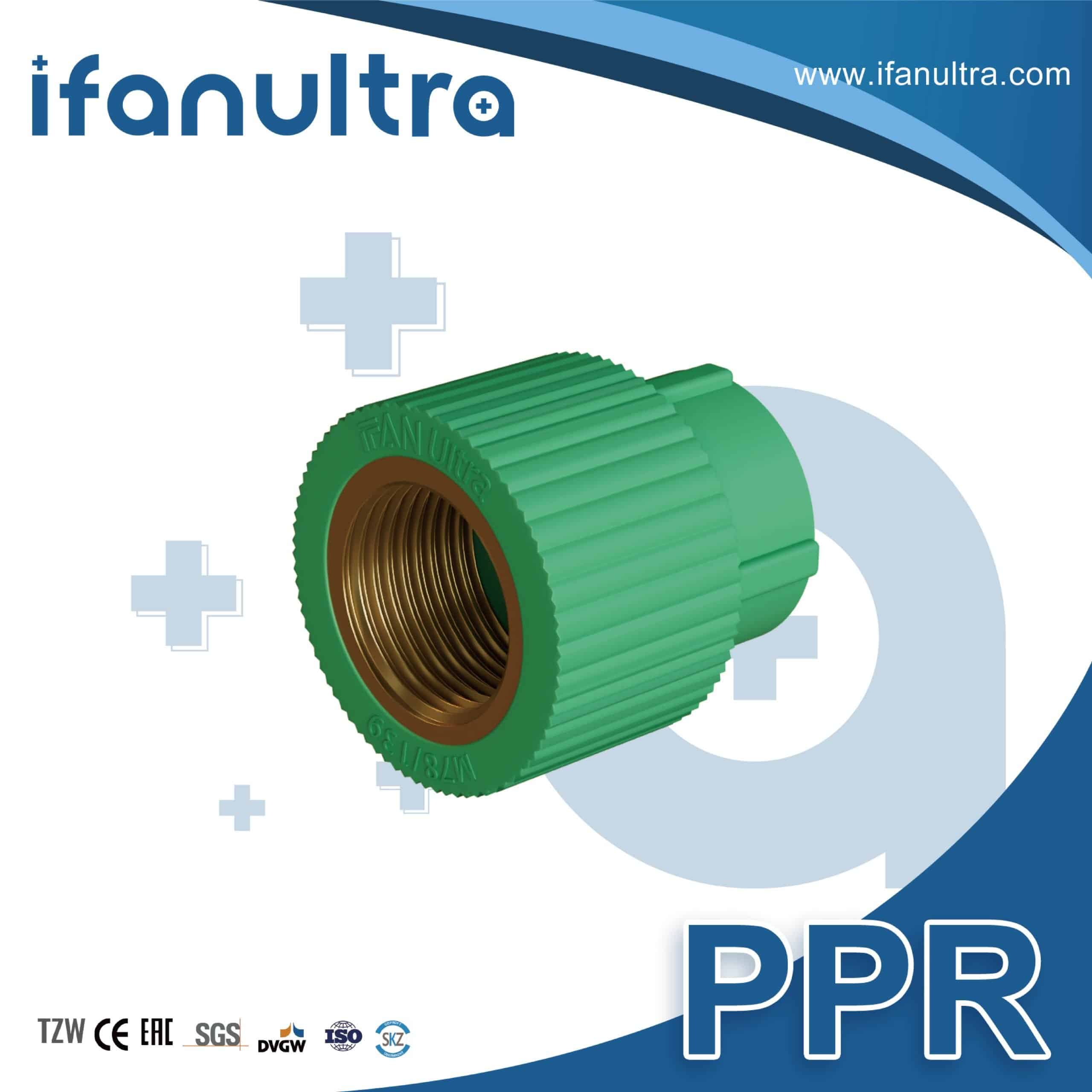 A Green PPR Transition Piece Round (Female)