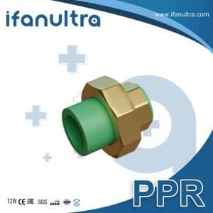 A Green PPR Union With Brass Nut