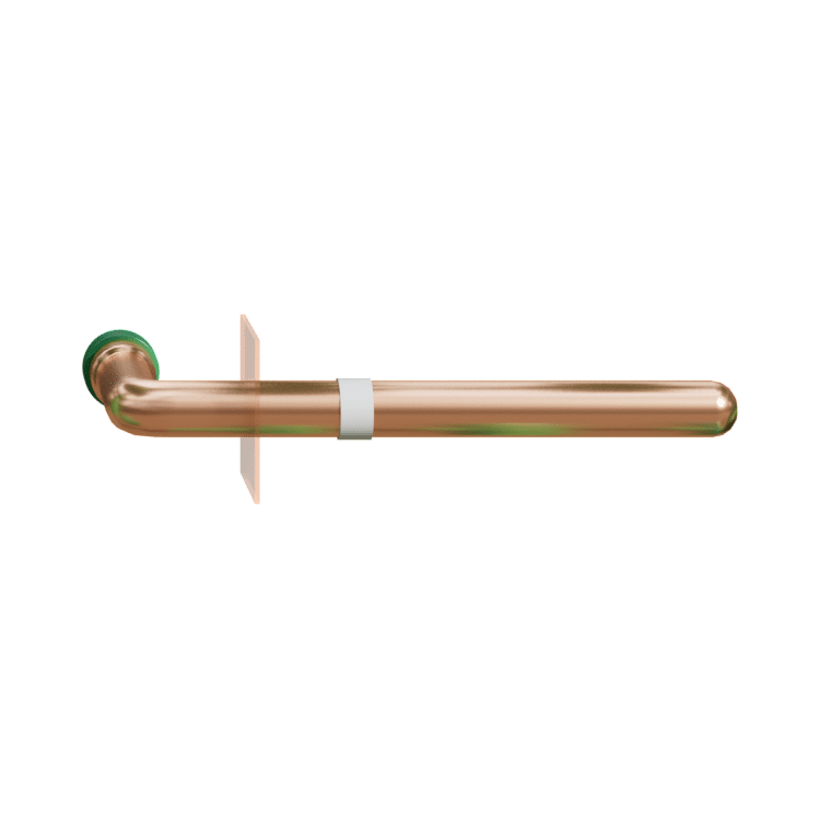 PPR 90 degree stub-out fitting transitioning PP-R to a copper tail, published at 20, 25 and 32 mm only