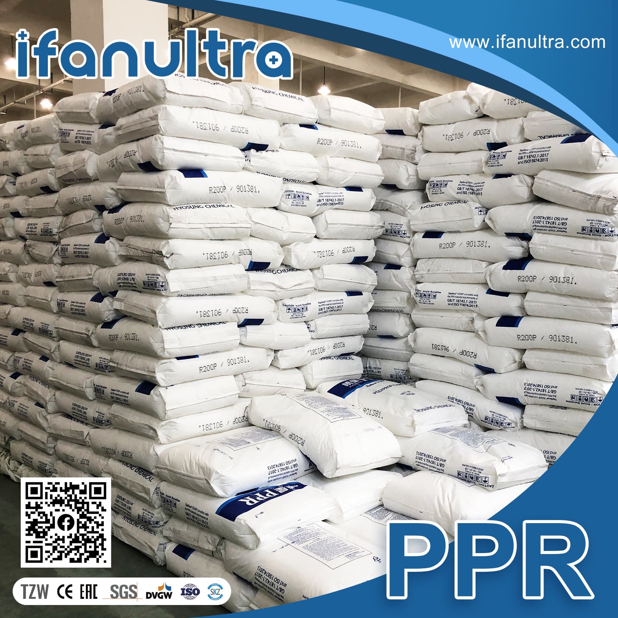 Branded display of bagged PP-R material in the site library