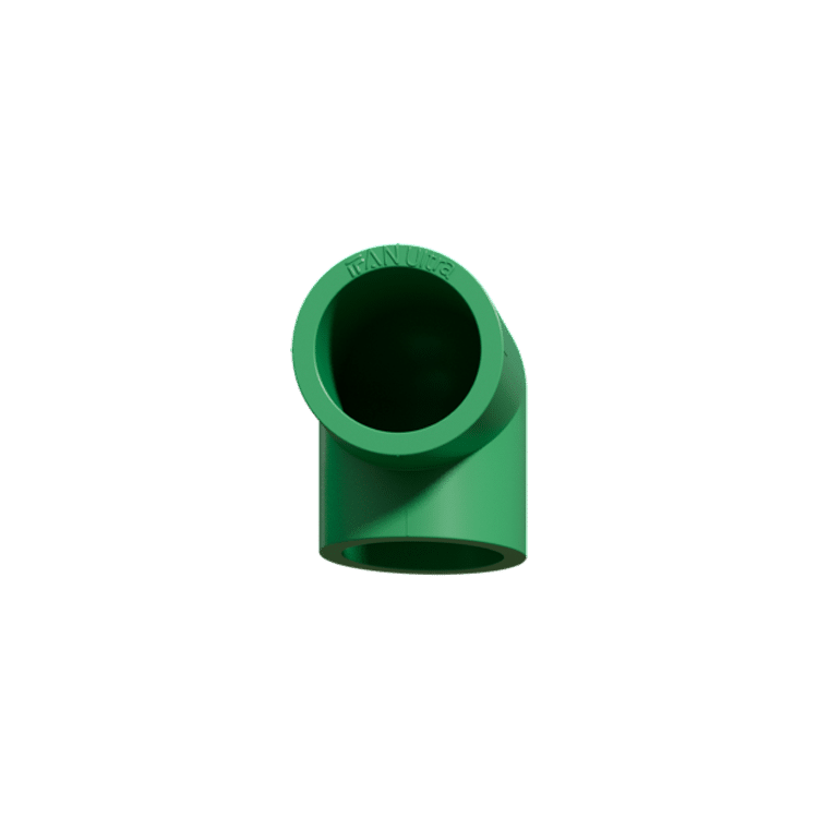 PPR 90 degree molded socket elbow showing the fusion socket bore that defines a socket fusion fitting