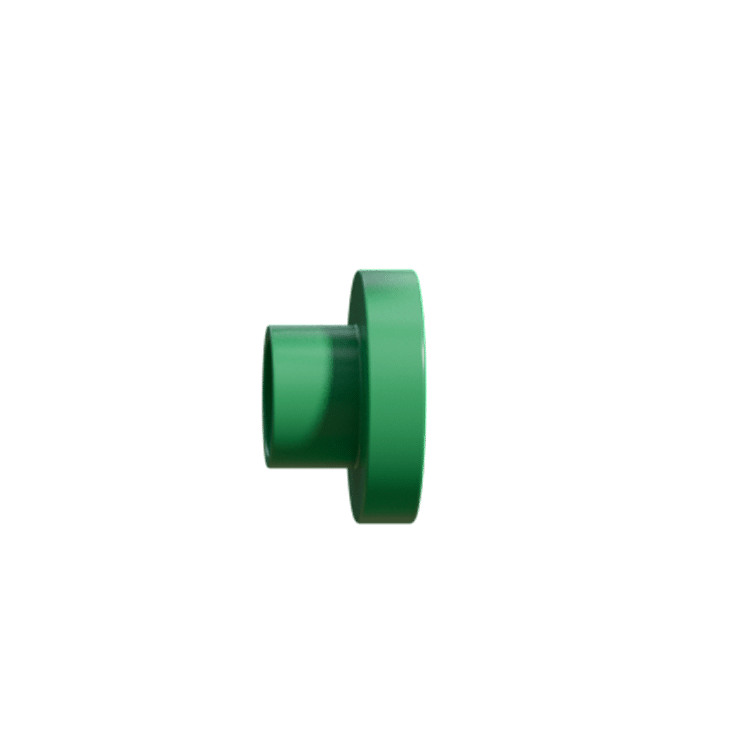 PPR flange adapter socket fitting that mates a fused PPR line to a bolted flange face on a pump or valve