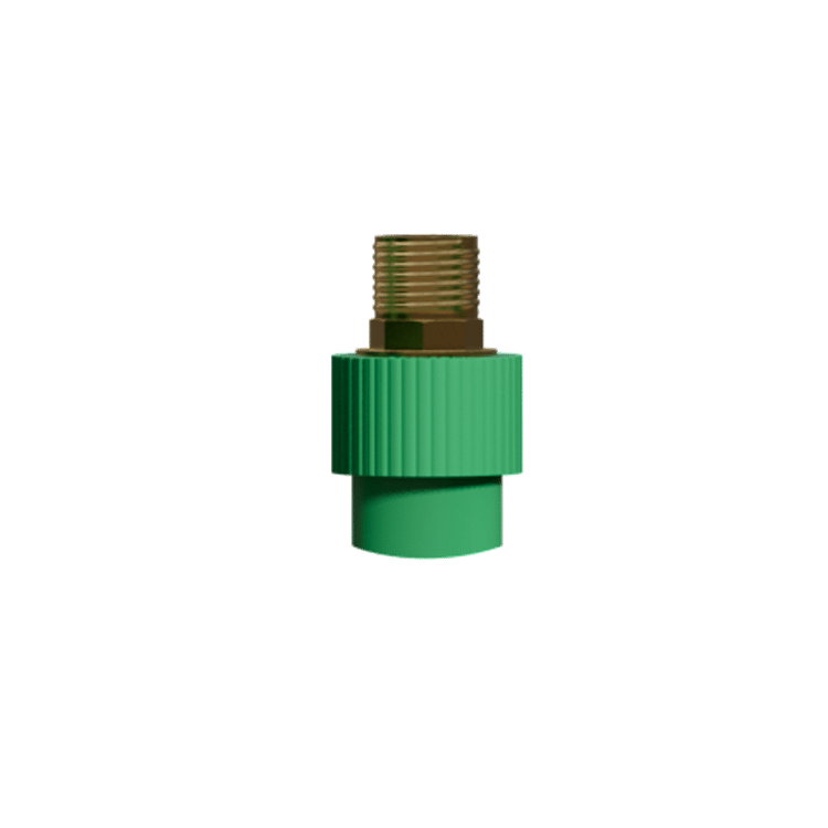 PPR male threaded fusion outlet fitting used to transition heat-fused PPR to threaded connections