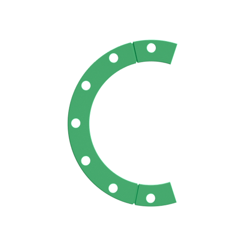 Split flange backing ring that slides over a PPR flange adapter and carries the bolt holes, similar to a lap joint arrangement