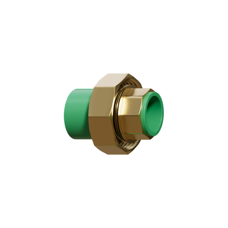 PPR union with brass nut, a demountable PPR fitting for connections that must be broken for service
