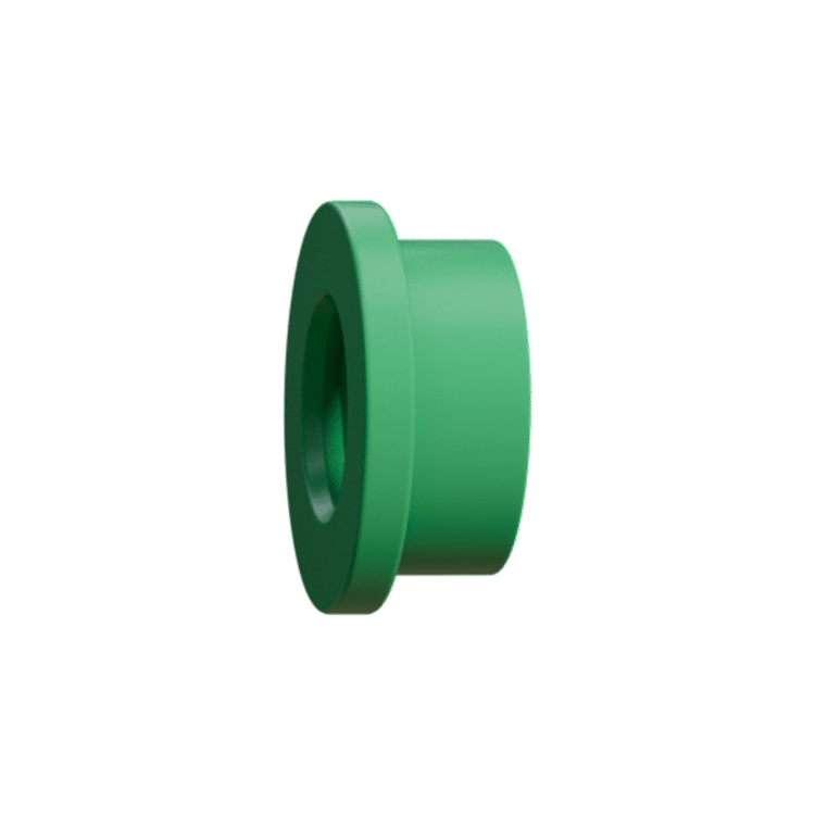 PPR flange adapter with butt-fusion end used to create a bolted, removable joint in a plastic piping system