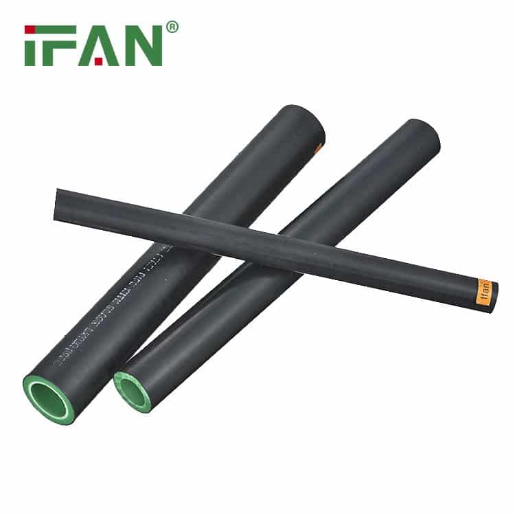 IFAN black PPR pipe product photo showing the matte black UV-stabilized surface finish