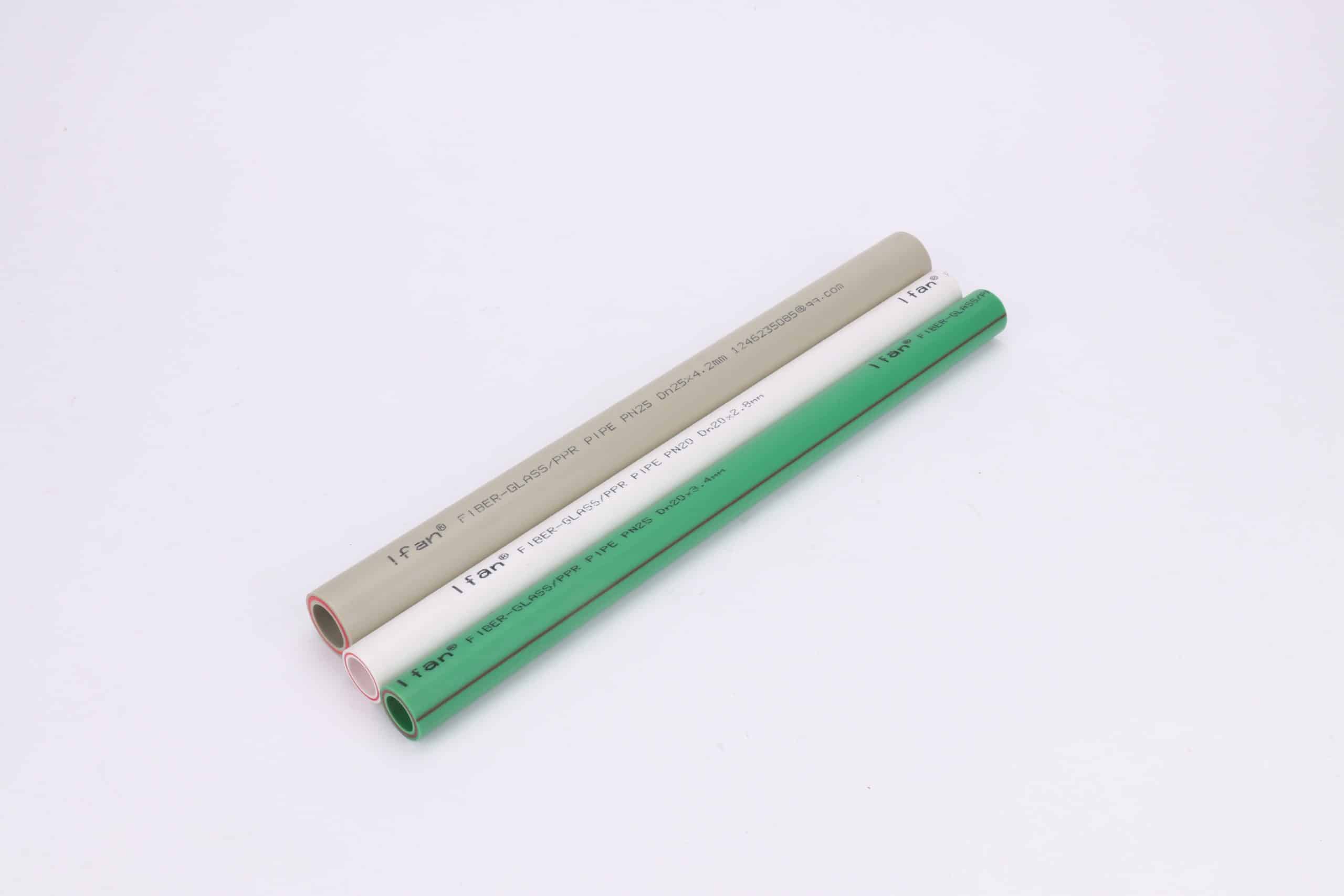 PPR fiberglass composite pipe with reinforced middle layer that reduces thermal expansion
