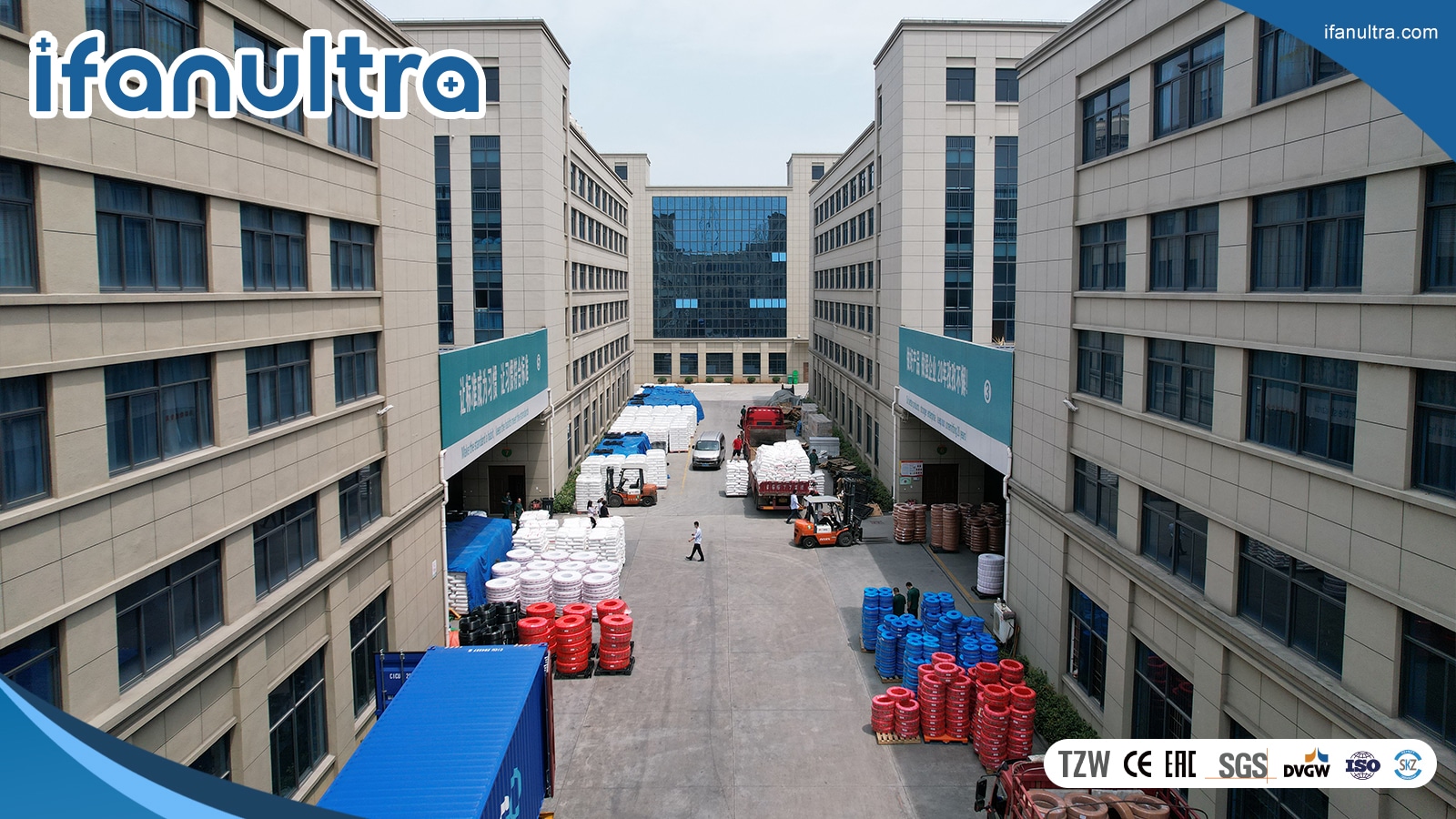 PP-R pipe extrusion and packing area where production-period marking and site coding are applied