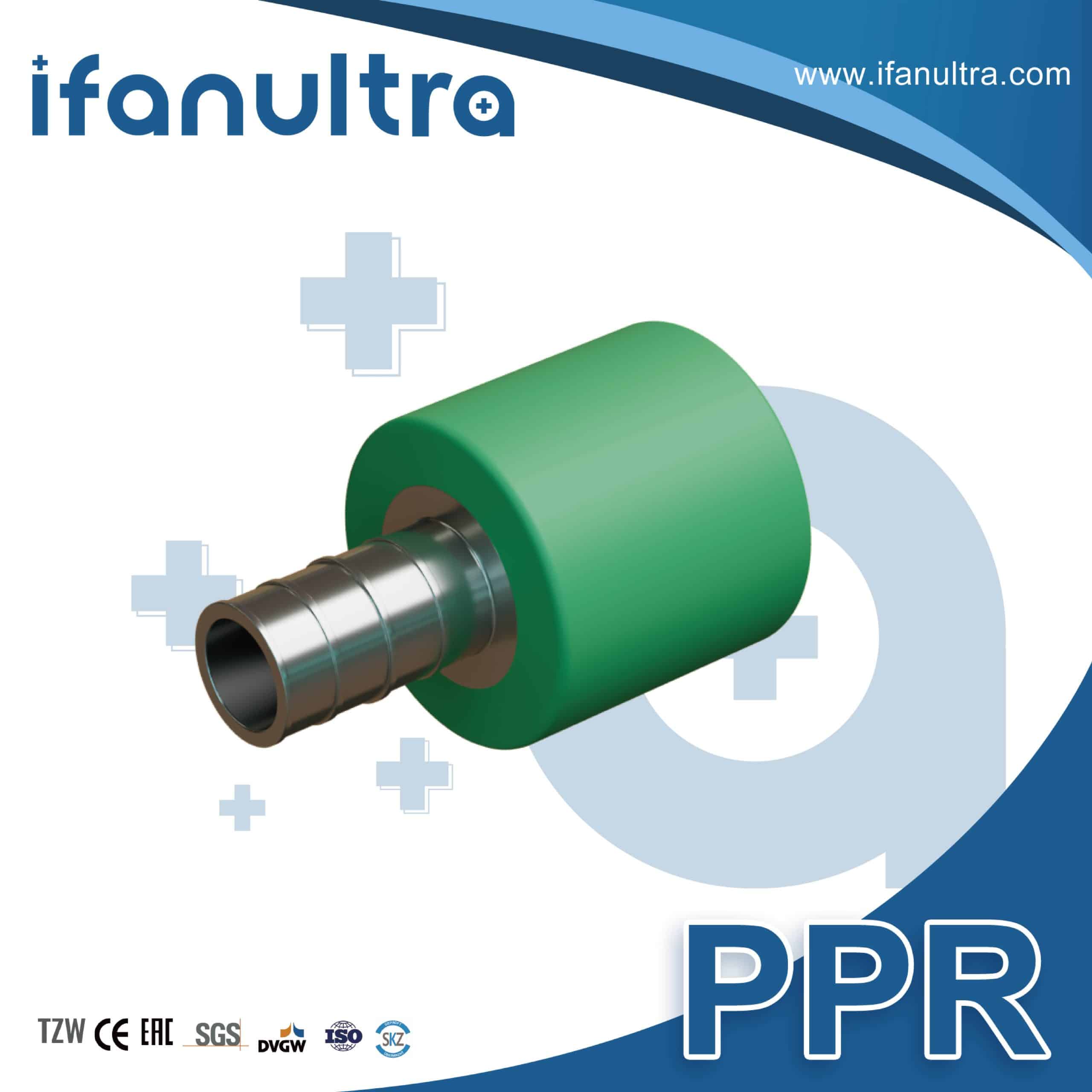 PPR to PEX transition adapter connecting two different pipe systems