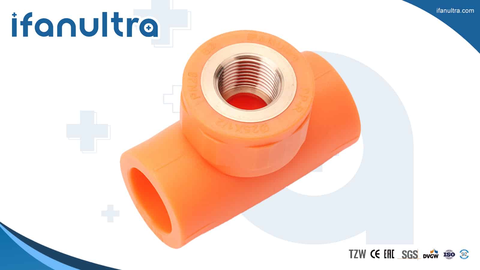 PPR female-threaded tee fitting for branching a water line to a fixture