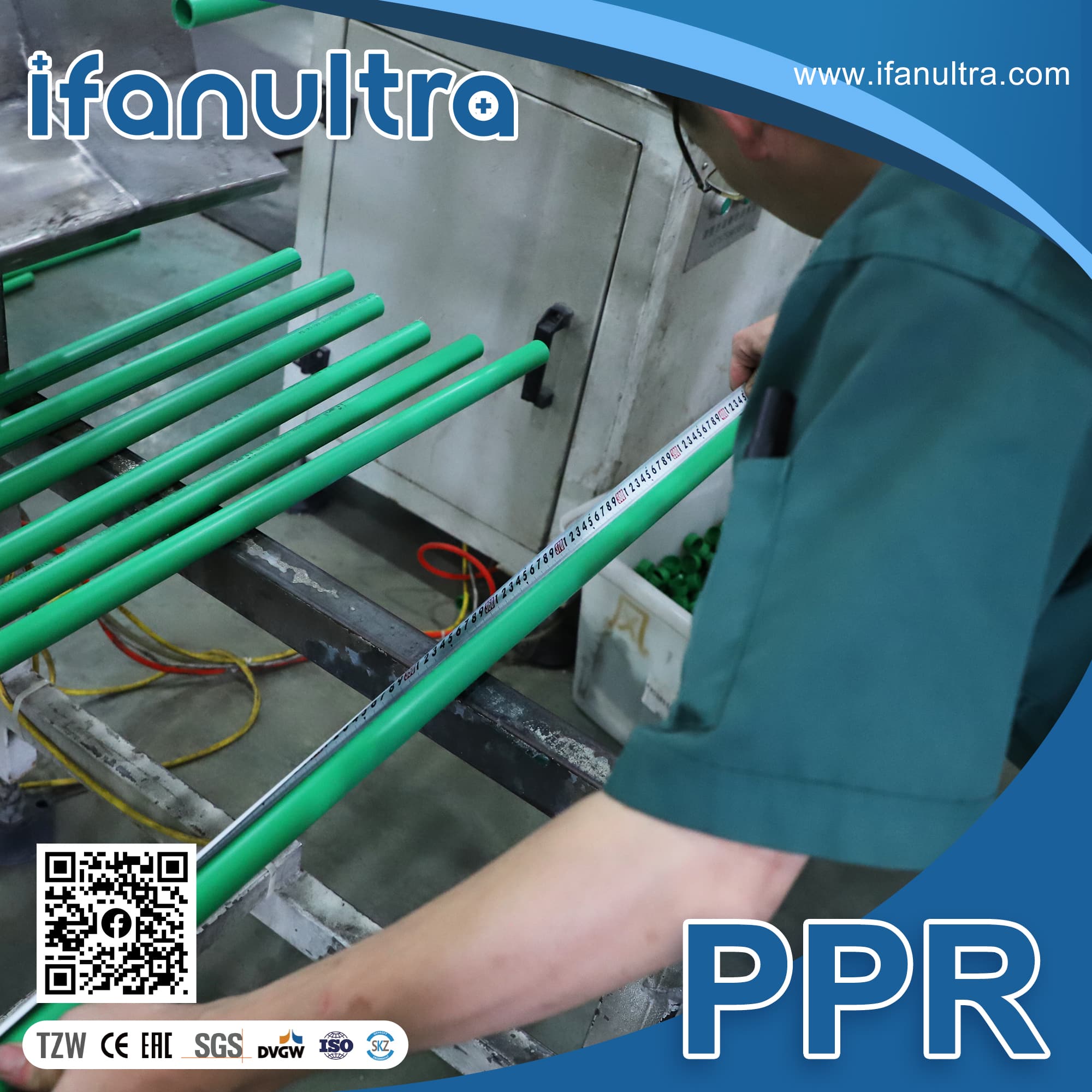 Pipe wall inspection and quality check confirming uniform virgin PP-R material across a PPR batch