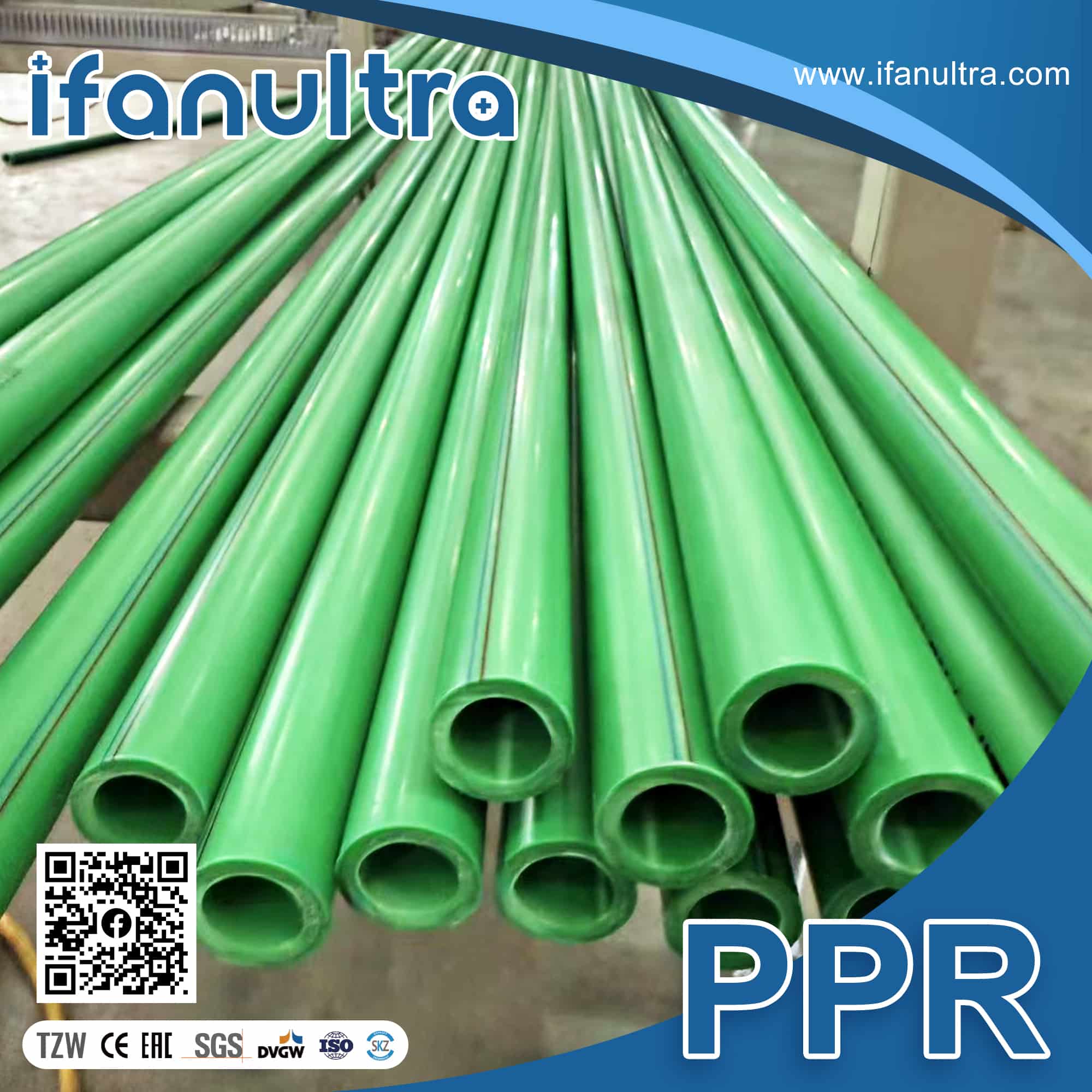 Cross-section view of IFANULTRA PPR pipe wall thickness showing the bore relative to outside diameter