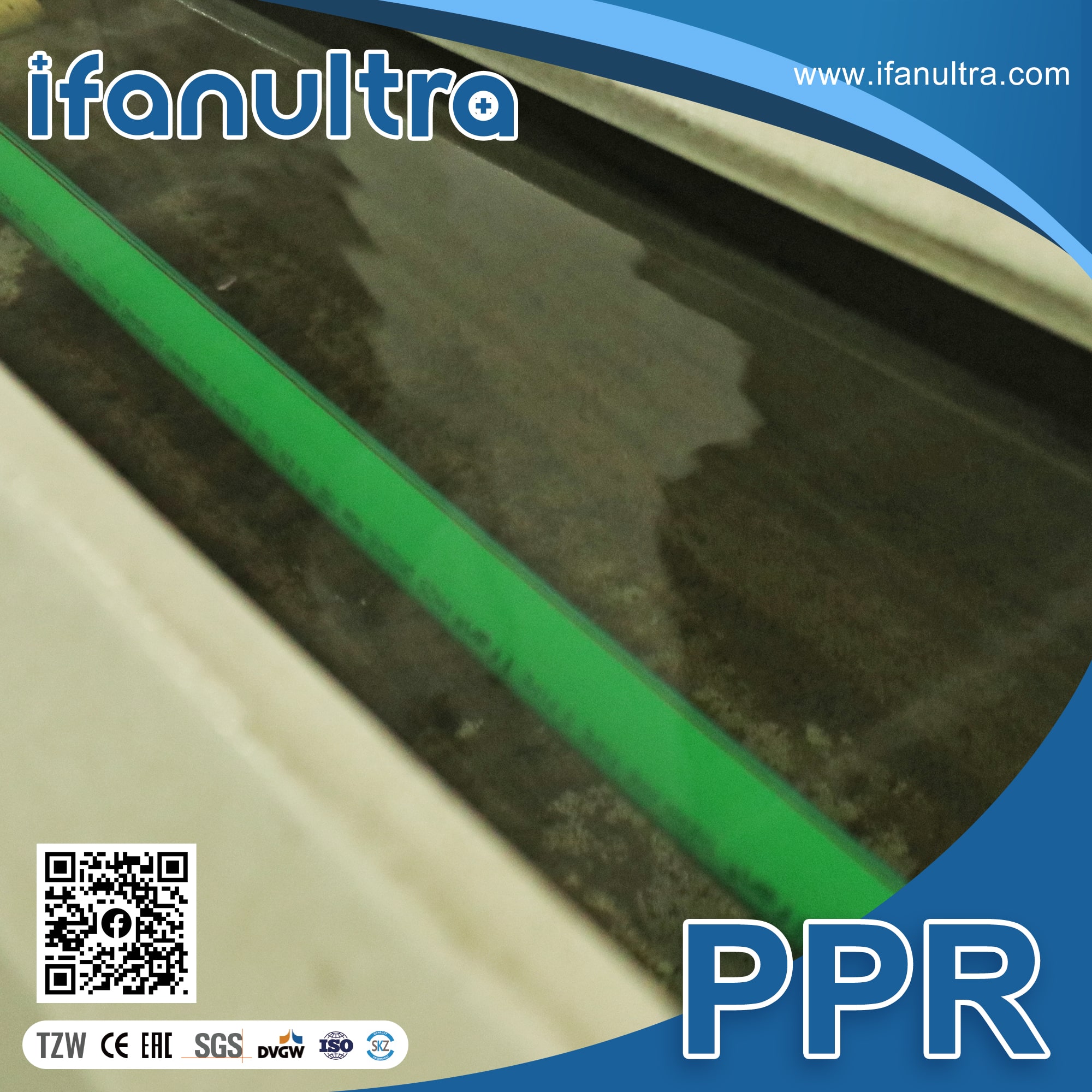 Cross-section of PPR pipe wall showing the thicker wall of a higher PN pressure class