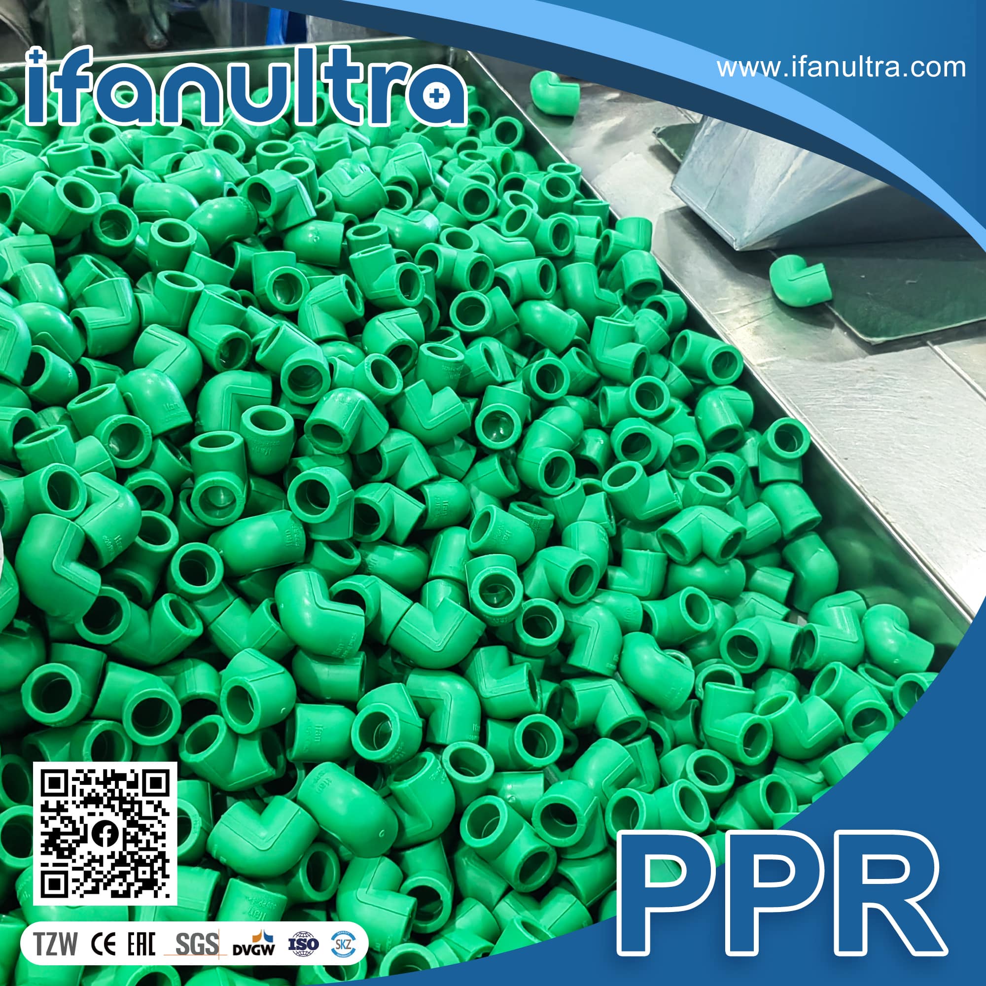 Bundled PPR pipe stock in several diameters ready for container loading, showing how one chart row becomes a stock line