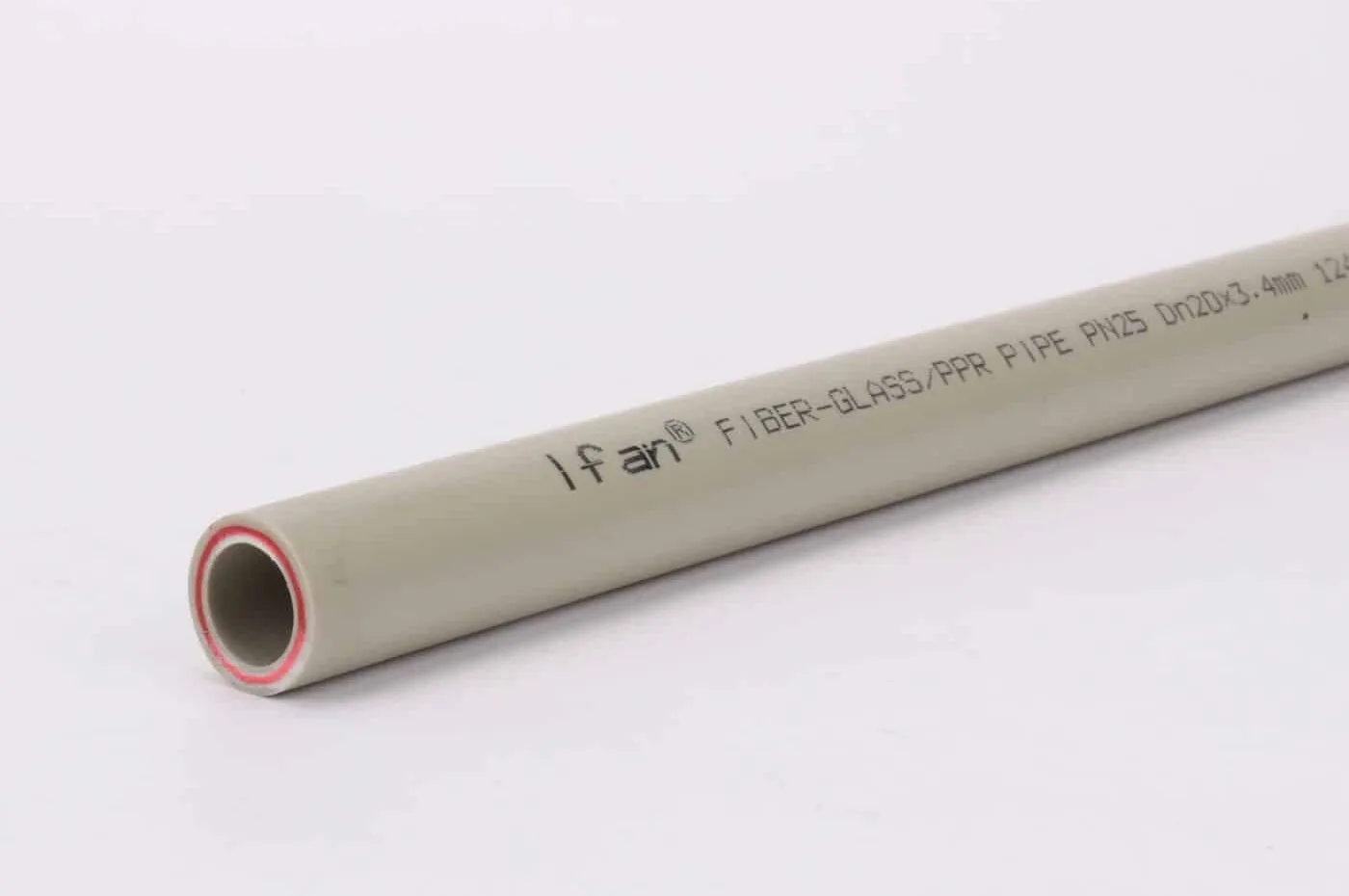 White pipe section with visible IFAN print marking and coloured wall layer